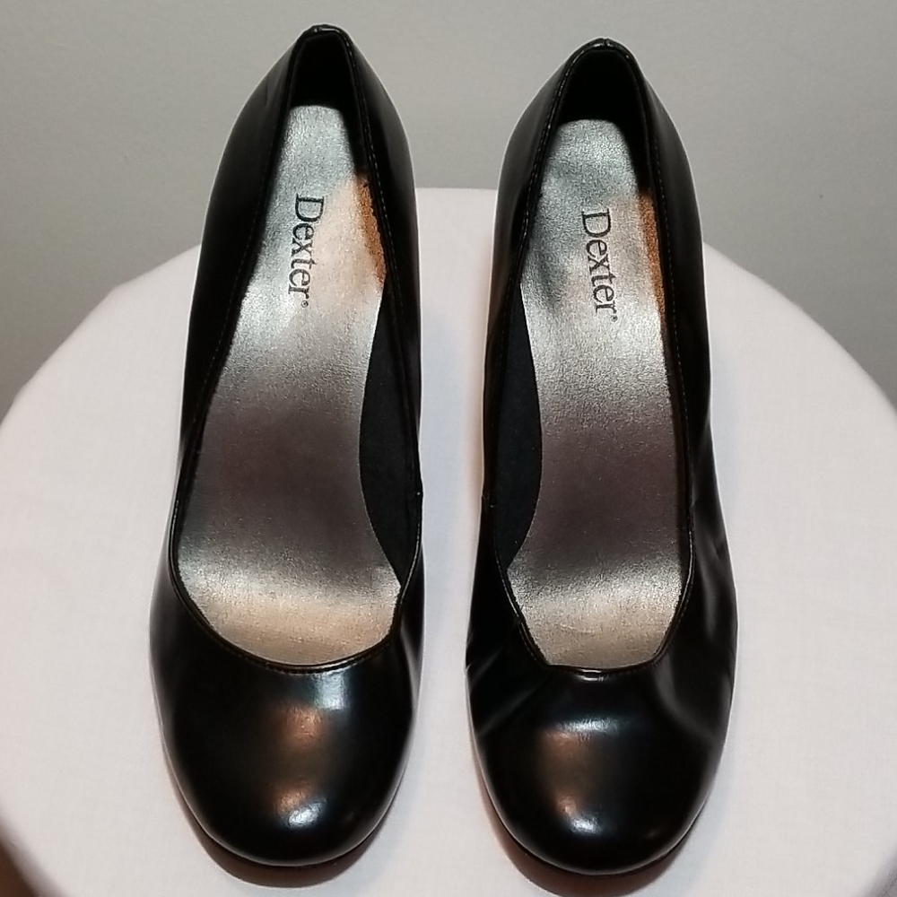 DEXTER Black Leather 3.5" Heels Size 7.5